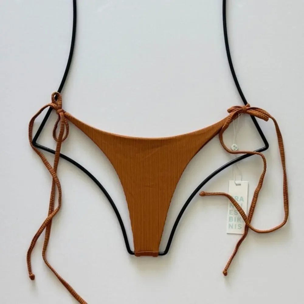 Frankie’s Bikinis x REVOLVE Sky Plissé Tie Bikini Bottom - Brown Sugar - L